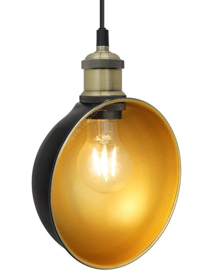 Industrial Vintage Brass Half Scone Pendant Light - Energy Light Bulbs - Free delivery on all orders