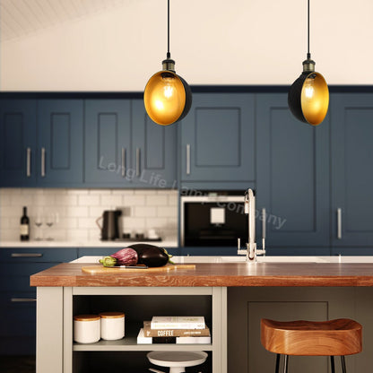 Industrial Vintage Brass Half Scone Pendant Light - Energy Light Bulbs - Free delivery on all orders