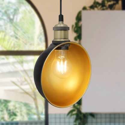 Industrial Vintage Brass Half Scone Pendant Light - Energy Light Bulbs - Free delivery on all orders