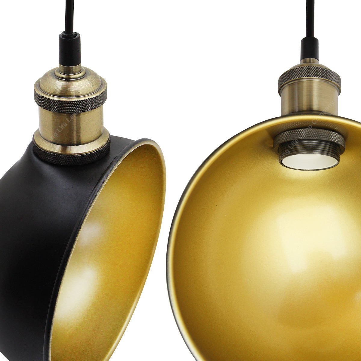 Industrial Vintage Brass Half Scone Pendant Light - Energy Light Bulbs - Free delivery on all orders