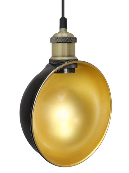 Industrial Vintage Brass Half Scone Pendant Light - Energy Light Bulbs - Free delivery on all orders