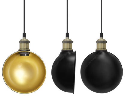 Industrial Vintage Brass Half Scone Pendant Light - Energy Light Bulbs - Free delivery on all orders