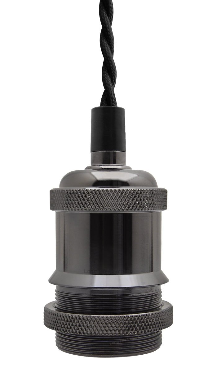 Industrial Vintage Ceiling Pendant Lamp Holder Black Nickel E27 Fitting - Energy Light Bulbs - Free delivery on all orders