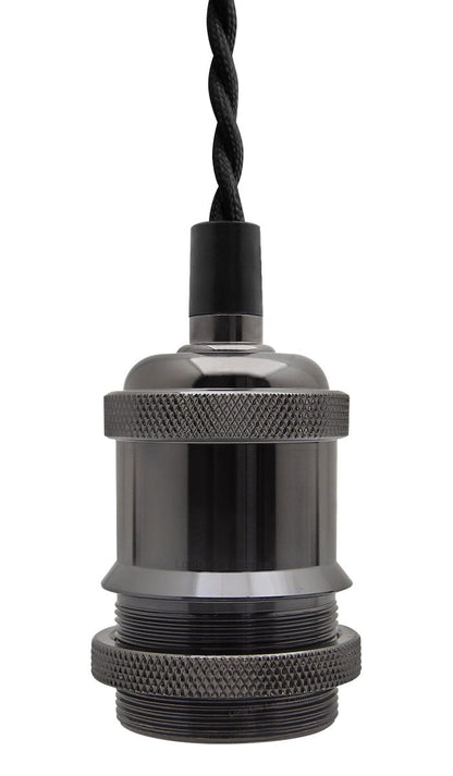 Industrial Vintage Ceiling Pendant Lamp Holder Black Nickel E27 Fitting - Energy Light Bulbs - Free delivery on all orders