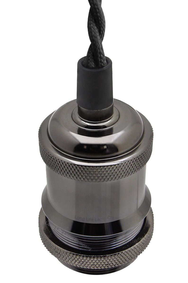 Industrial Vintage Ceiling Pendant Lamp Holder Black Nickel E27 Fitting - Energy Light Bulbs - Free delivery on all orders