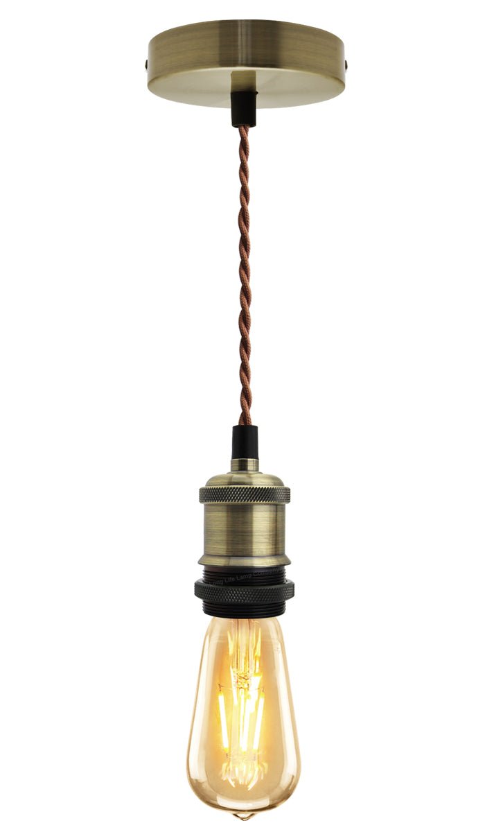 Industrial Vintage Ceiling Pendant Lamp Holder Brass E27 Fitting - Energy Light Bulbs - Free delivery on all orders