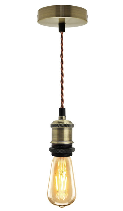 Industrial Vintage Ceiling Pendant Lamp Holder Brass E27 Fitting - Energy Light Bulbs - Free delivery on all orders