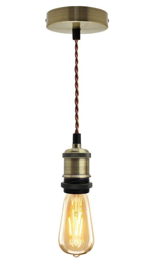 Industrial Vintage Ceiling Pendant Lamp Holder Brass E27 Fitting - Energy Light Bulbs - Free delivery on all orders