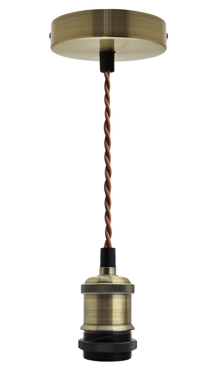 Industrial Vintage Ceiling Pendant Lamp Holder Brass E27 Fitting - Energy Light Bulbs - Free delivery on all orders