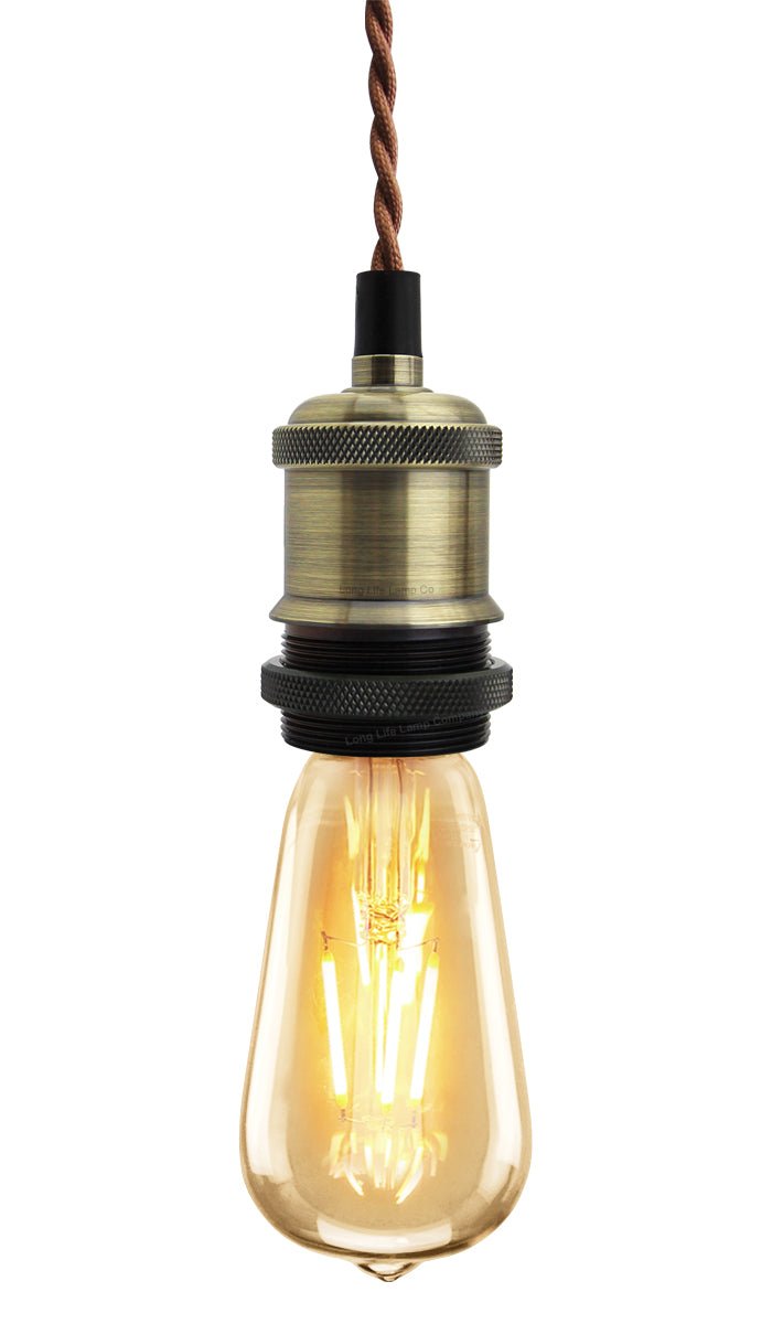 Industrial Vintage Ceiling Pendant Lamp Holder Brass E27 Fitting - Energy Light Bulbs - Free delivery on all orders