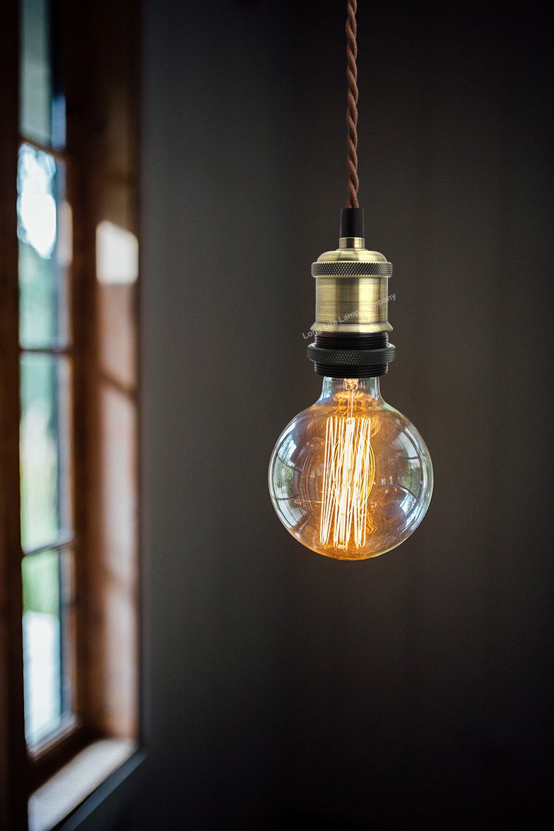 Industrial Vintage Ceiling Pendant Lamp Holder Brass E27 Fitting - Energy Light Bulbs - Free delivery on all orders