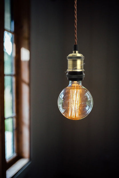 Industrial Vintage Ceiling Pendant Lamp Holder Brass E27 Fitting - Energy Light Bulbs - Free delivery on all orders