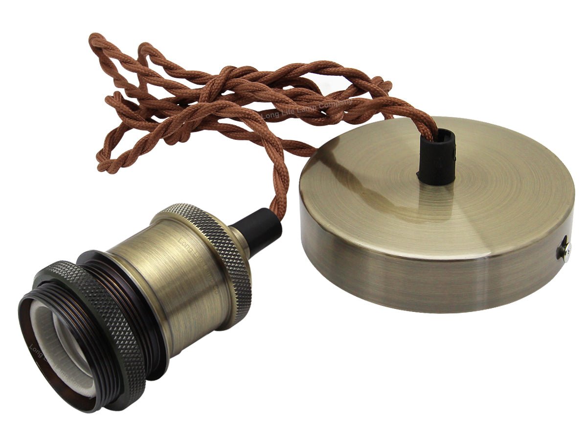 Industrial Vintage Ceiling Pendant Lamp Holder Brass E27 Fitting - Energy Light Bulbs - Free delivery on all orders