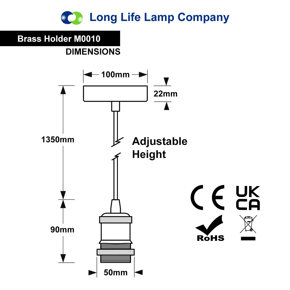 Industrial Vintage Ceiling Pendant Lamp Holder Brass E27 Fitting M0010AB - Free delivery on all orders