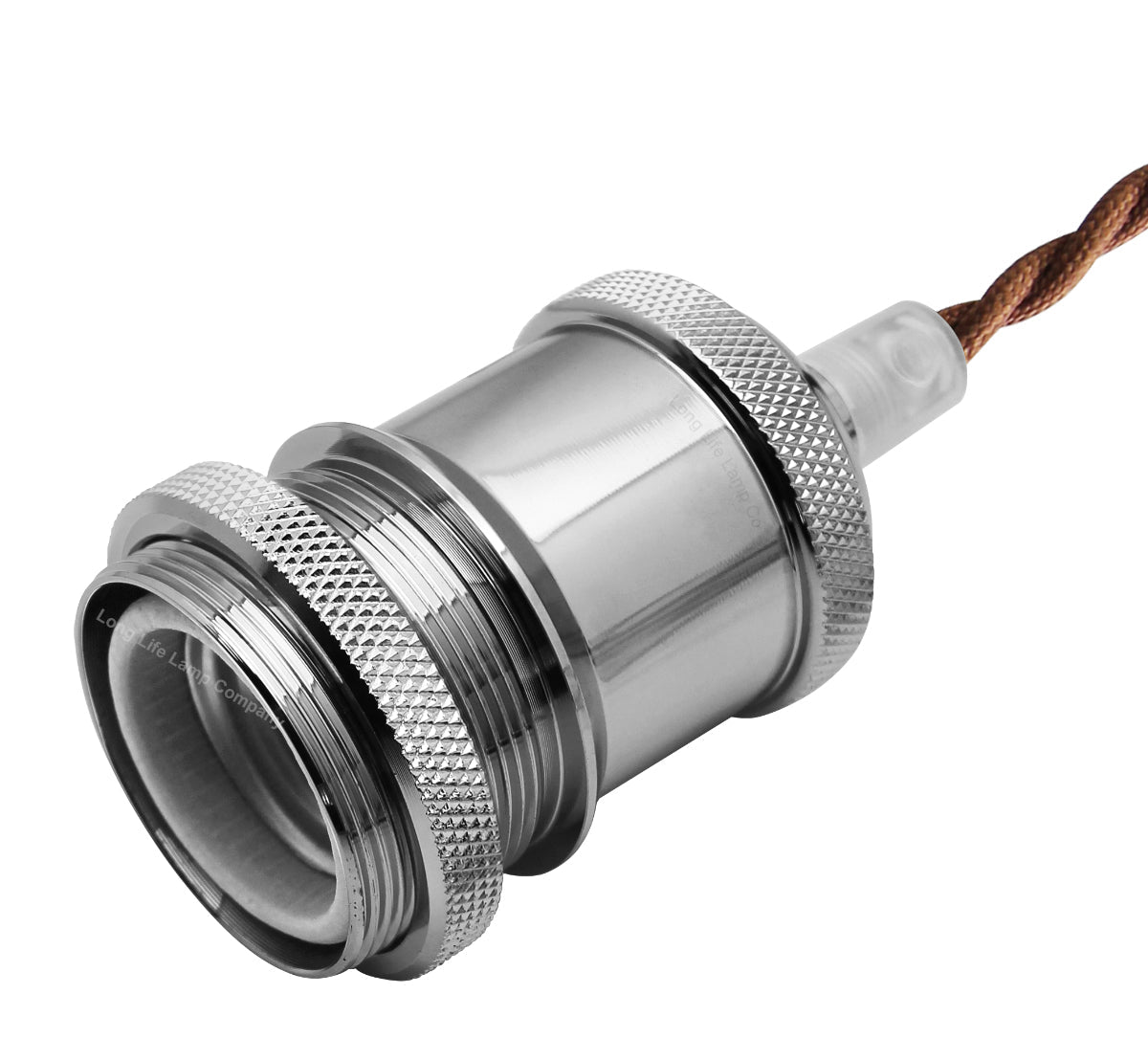 Industrial Vintage Ceiling Pendant Lamp Holder Chrome E27 Fitting - Energy Light Bulbs - Free delivery on all orders