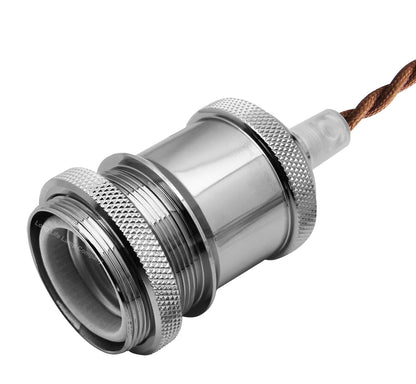 Industrial Vintage Ceiling Pendant Lamp Holder Chrome E27 Fitting - Energy Light Bulbs - Free delivery on all orders