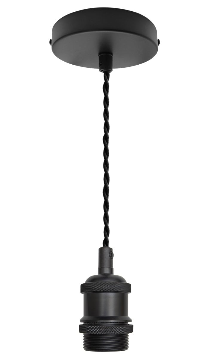 Industrial Vintage Ceiling Pendant Lamp Holder Matte Black E27 Fitting H3065 - Energy Light Bulbs - Free delivery on all orders