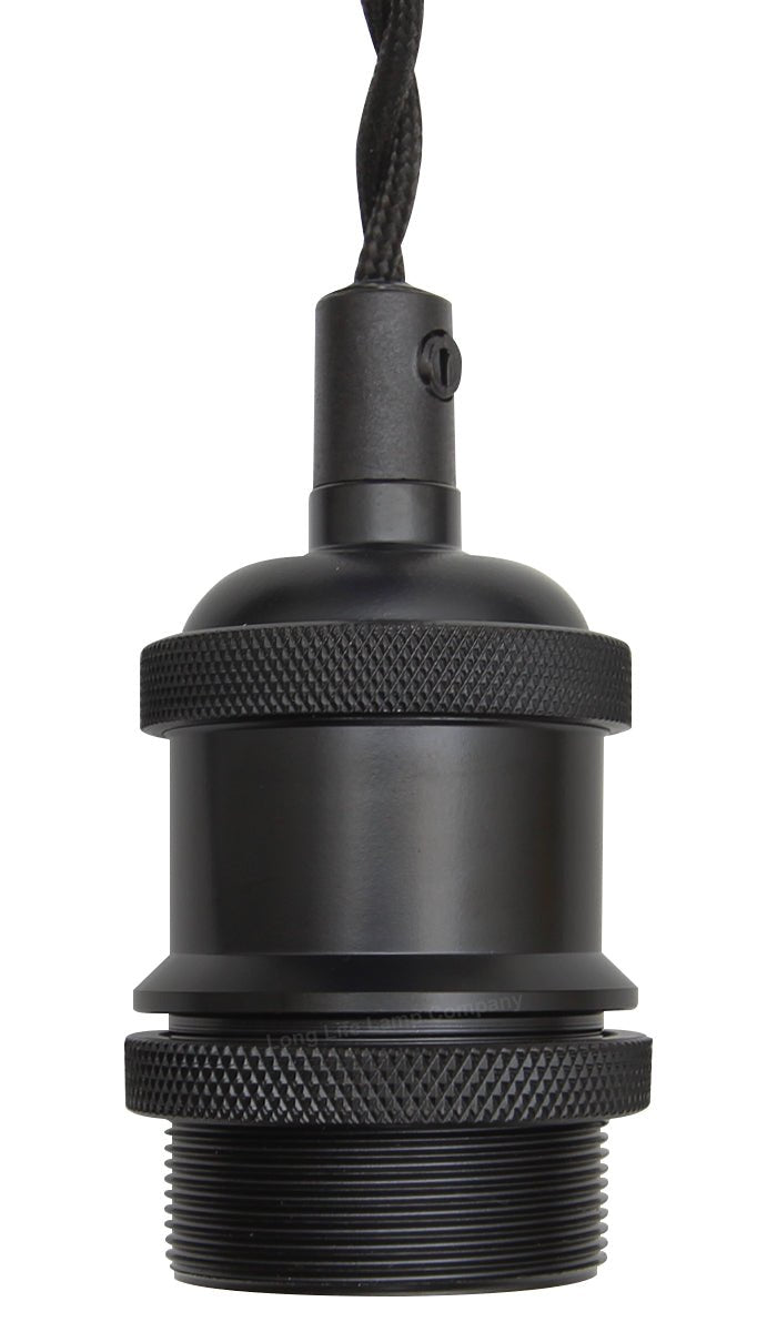 Industrial Vintage Ceiling Pendant Lamp Holder Matte Black E27 Fitting H3065 - Energy Light Bulbs - Free delivery on all orders