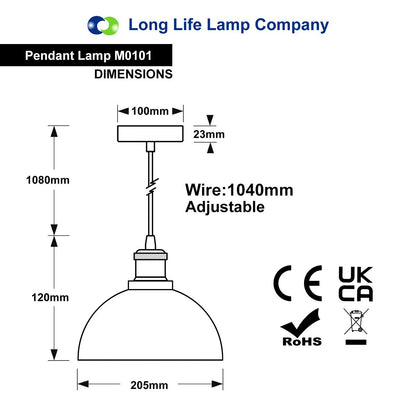 Industrial Vintage Ceiling Pendant Light Smoked Grey Glass Shade M0101 - Free delivery on all orders