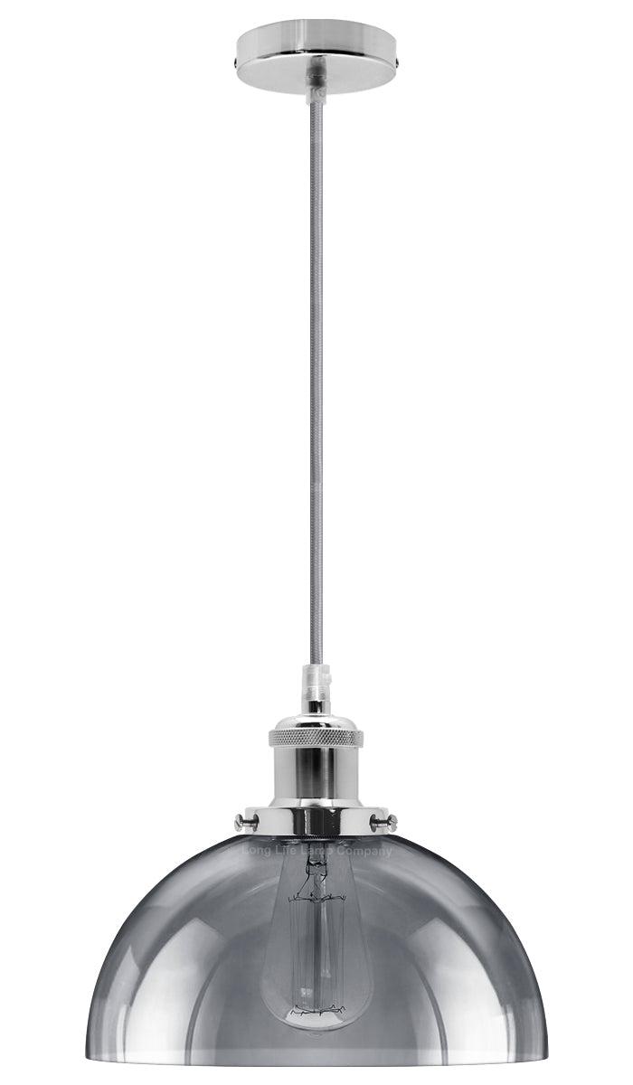 Industrial Vintage Glass Pendant Ceiling Light Shade Smoke Grey - Energy Light Bulbs - Free delivery on all orders