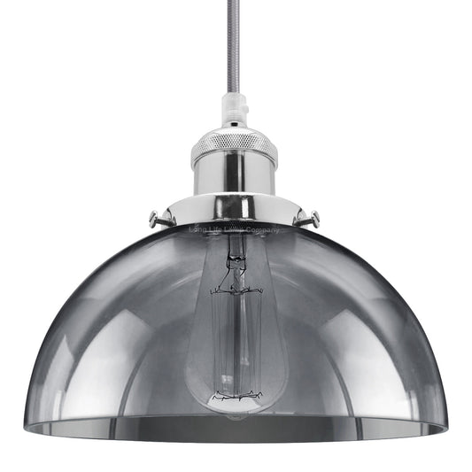 Industrial Vintage Glass Pendant Ceiling Light Shade Smoke Grey - Energy Light Bulbs - Free delivery on all orders