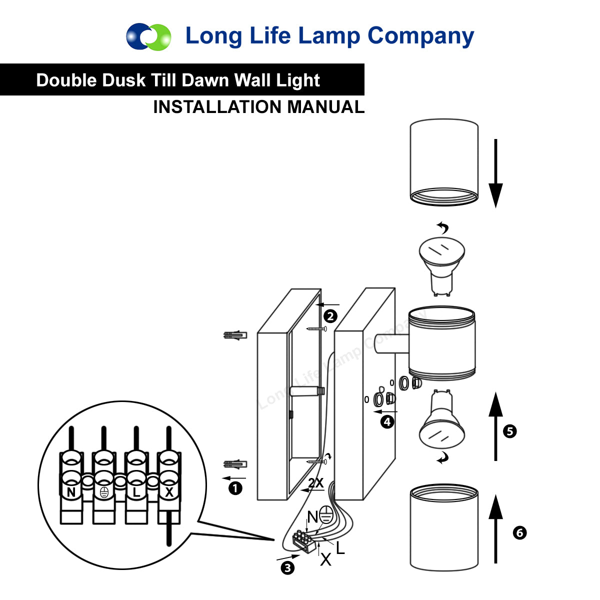Outdoor Up Down Wall Light Dusk Till Dawn Sensor Stainless Steel Finish ZLC0203DTD