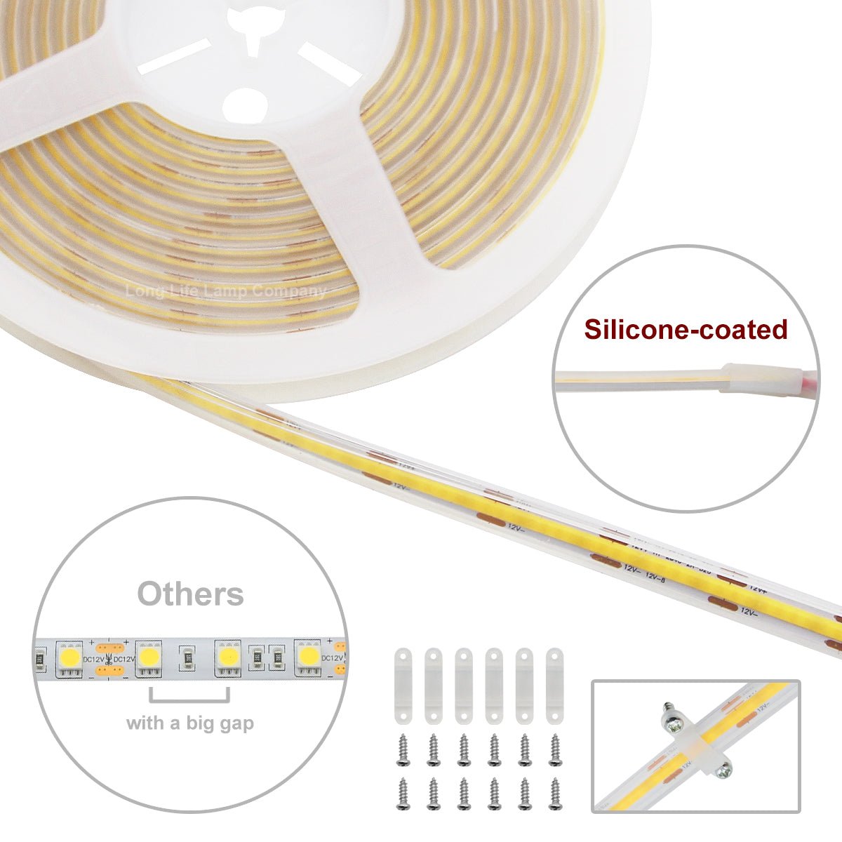 IP65 Water Proof Outdoor & Indoor LED Strip Light Tape Cool White Continuous COB Illumination 5 Metres 12v - Energy Light Bulbs - Free delivery on all orders