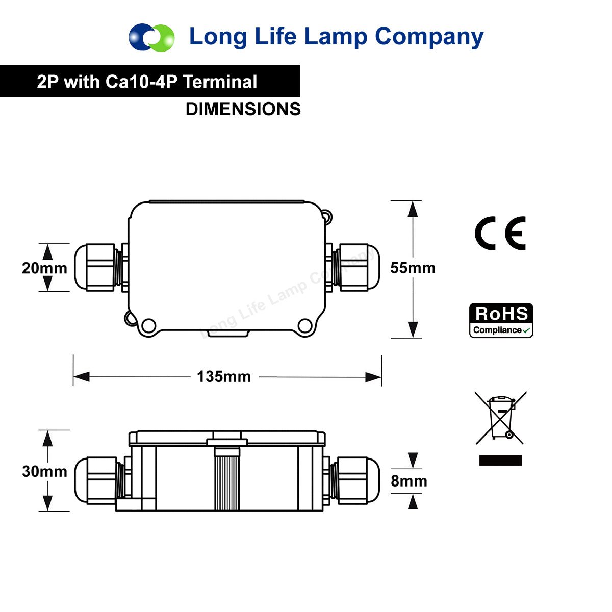 IP66 Outdoor Cable Junction Box Waterproof Connector Sleeve - Energy Light Bulbs - Free delivery on all orders