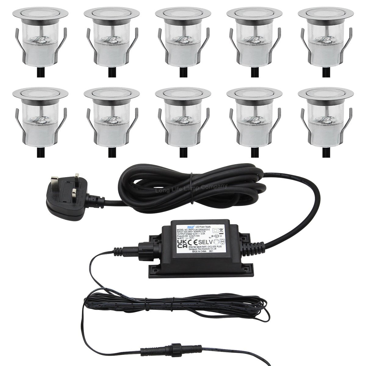 IP68 Outdoor LED Decking Lights 30mm Round Blue 10 Kit - Energy Light Bulbs - Free delivery on all orders