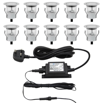 IP68 Outdoor LED Decking Lights 30mm Round Blue 10 Kit - Energy Light Bulbs - Free delivery on all orders