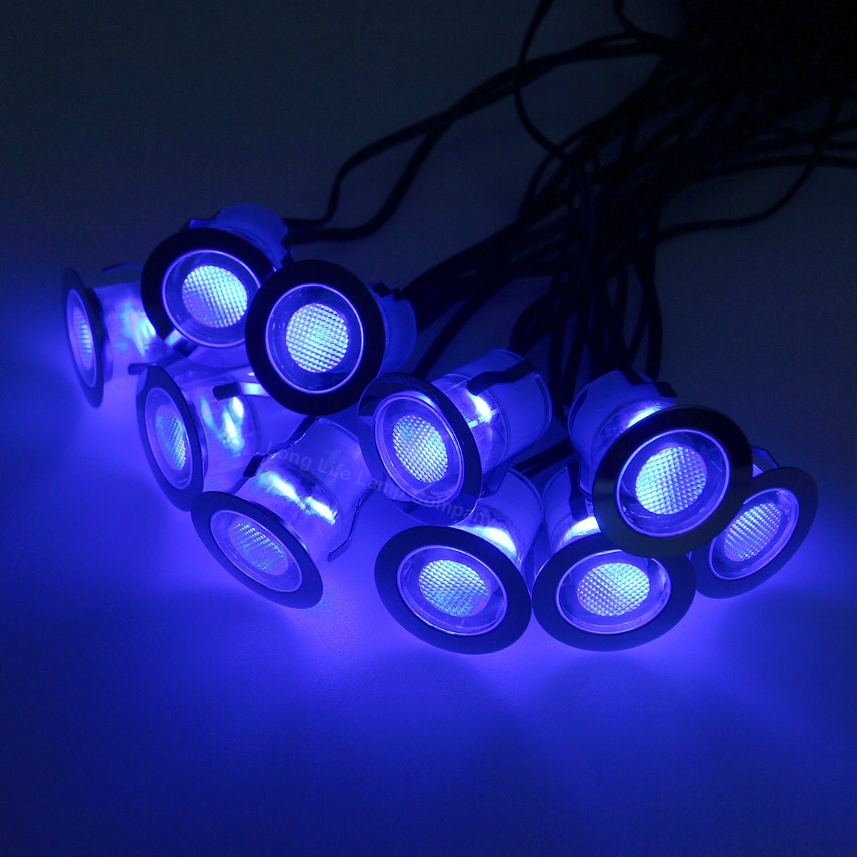 IP68 Outdoor LED Decking Lights 30mm Round Blue 10 Kit - Energy Light Bulbs - Free delivery on all orders