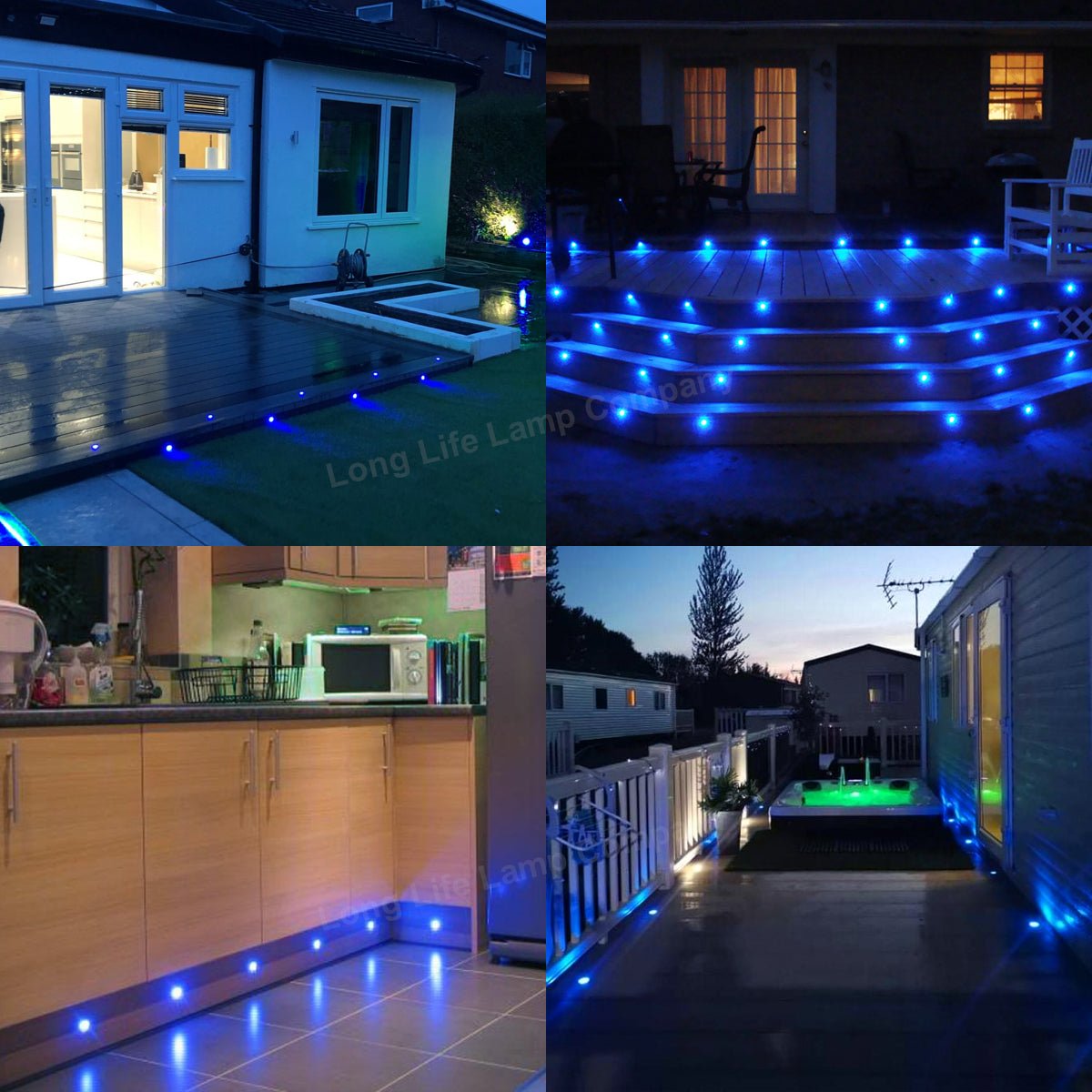 IP68 Outdoor LED Decking Lights 30mm Round Blue 10 Kit - Energy Light Bulbs - Free delivery on all orders