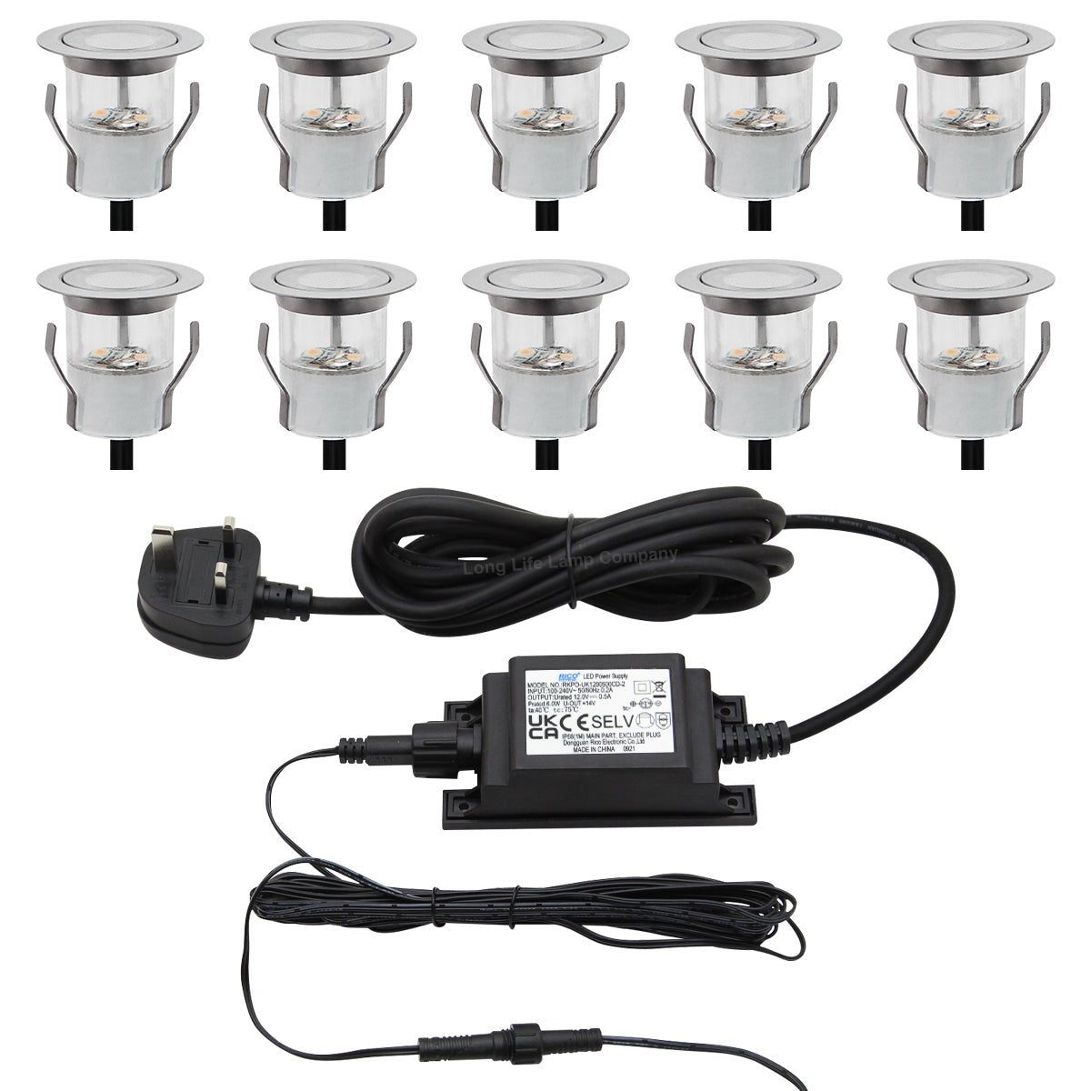 IP68 Outdoor LED Decking Lights 30mm Round Warm White 3000k 10 Kit - Energy Light Bulbs - Free delivery on all orders