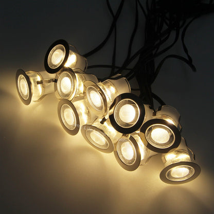 IP68 Outdoor LED Decking Lights 30mm Round Warm White 3000k 10 Kit - Energy Light Bulbs - Free delivery on all orders