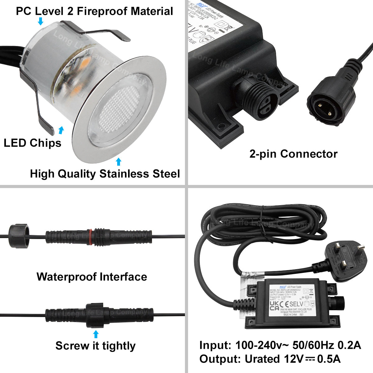 IP68 Outdoor LED Decking Lights 30mm Round Warm White 3000k 10 Kit - Energy Light Bulbs - Free delivery on all orders