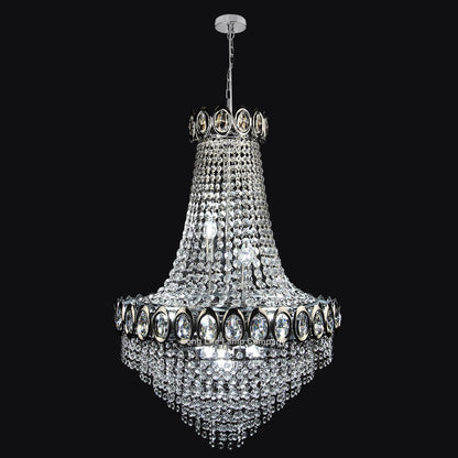 Large Ceiling Crystal Pendant Chandelier Suspended Chrome Frame Cascading Droplets - Energy Light Bulbs - Free delivery on all orders