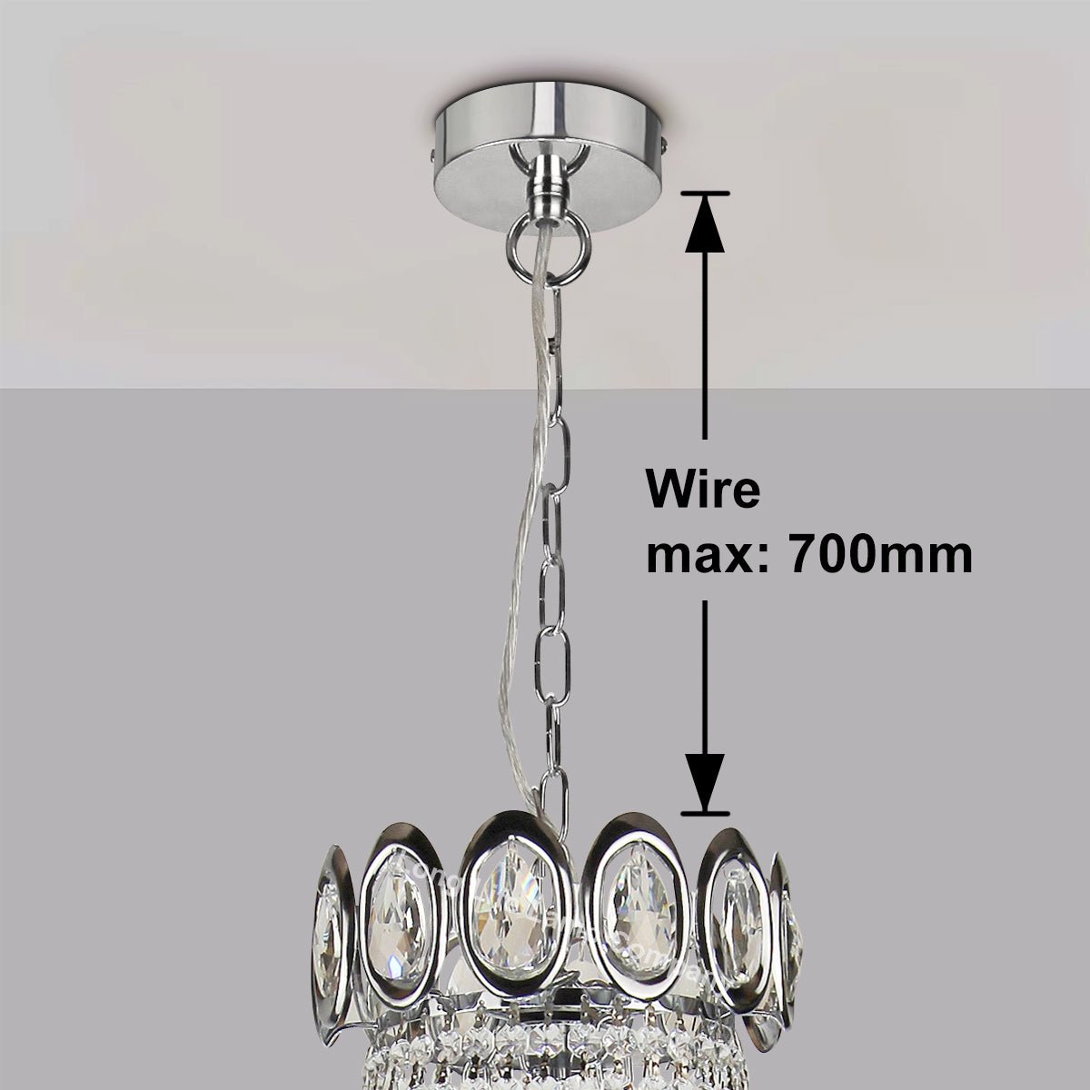 Large Ceiling Crystal Pendant Chandelier Suspended Chrome Frame Cascading Droplets - Energy Light Bulbs - Free delivery on all orders