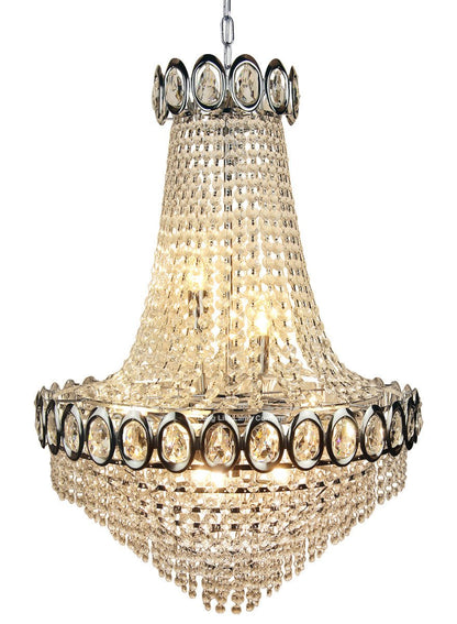Large Ceiling Crystal Pendant Chandelier Suspended Chrome Frame Cascading Droplets - Energy Light Bulbs - Free delivery on all orders