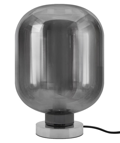 Large Smoke Grey Glass Oval Table Desk Lamp Retro Chrome Grey Glass - Energy Light Bulbs - Free delivery on all orders