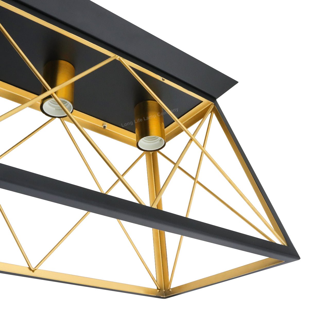 Large Vintage Black Hanging Ceiling Lantern Cage 5 Fitting Brass Pendant Light - Energy Light Bulbs - Free delivery on all orders