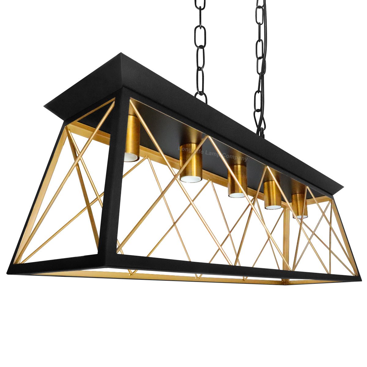Large Vintage Black Hanging Ceiling Lantern Cage 5 Fitting Brass Pendant Light - Energy Light Bulbs - Free delivery on all orders