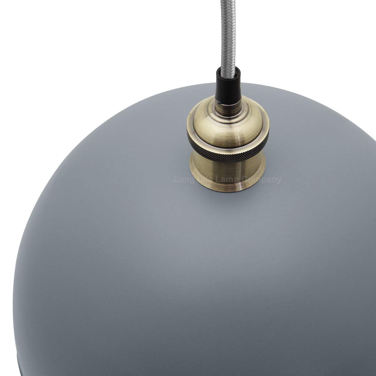 Large Vintage Ceiling Pendant Light Shade Grey Finish Antique Brass Holder - Energy Light Bulbs - Free delivery on all orders