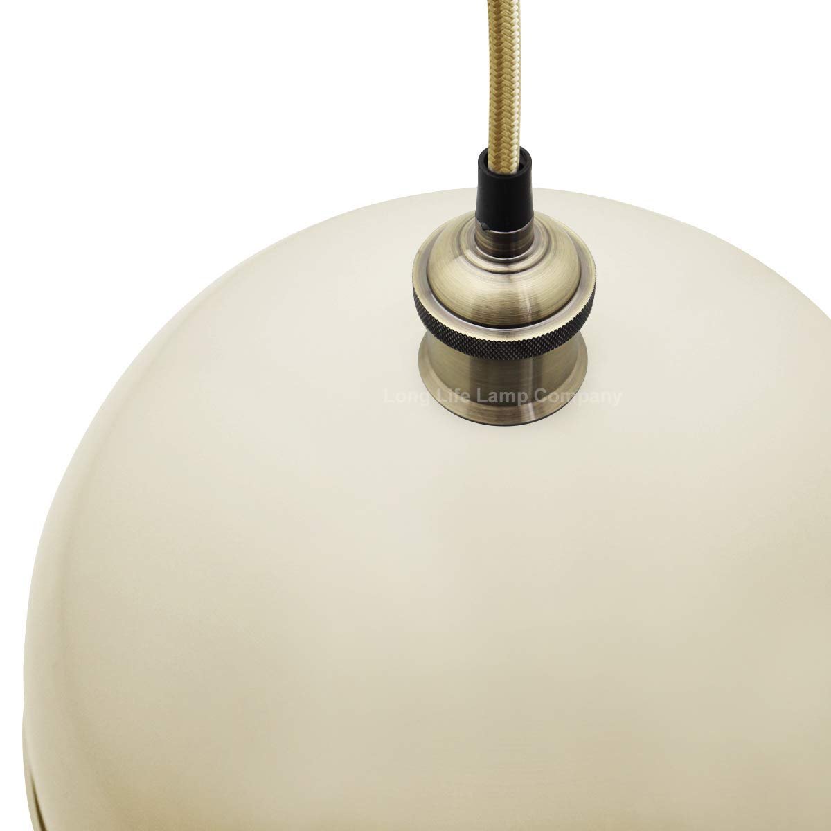 Large Vintage Ceiling Pendant Light Shade Metal Cream Finish - Energy Light Bulbs - Free delivery on all orders