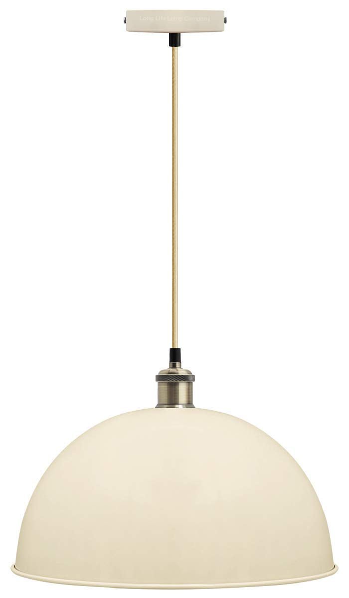 Large Vintage Ceiling Pendant Light Shade Metal Cream Finish - Energy Light Bulbs - Free delivery on all orders