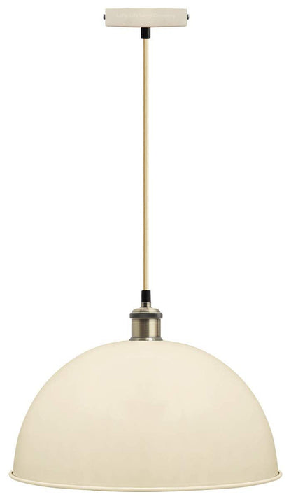Large Vintage Ceiling Pendant Light Shade Metal Cream Finish - Energy Light Bulbs - Free delivery on all orders