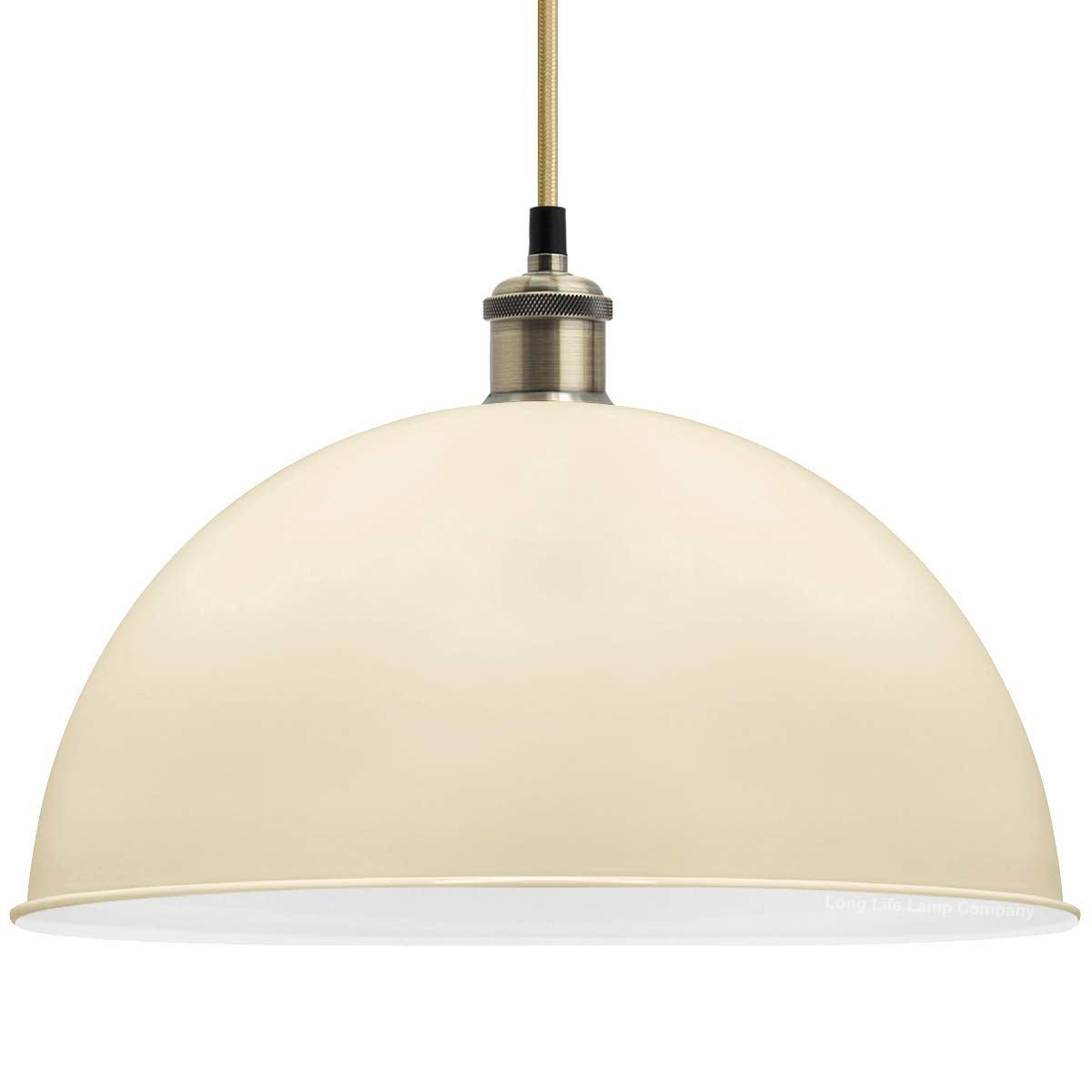 Large Vintage Ceiling Pendant Light Shade Metal Cream Finish - Energy Light Bulbs - Free delivery on all orders