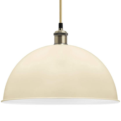 Large Vintage Ceiling Pendant Light Shade Metal Cream Finish - Energy Light Bulbs - Free delivery on all orders