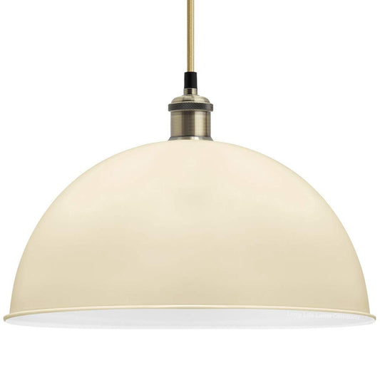 Large Vintage Ceiling Pendant Light Shade Metal Cream Finish - Energy Light Bulbs - Free delivery on all orders
