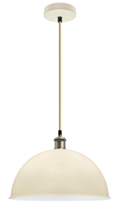 Large Vintage Ceiling Pendant Light Shade Metal Cream Finish - Energy Light Bulbs - Free delivery on all orders