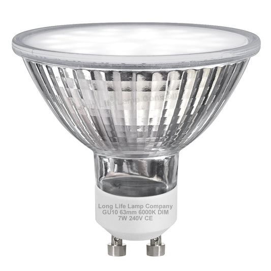 LED 63mm GU10 Dimmable Cool White 7w Frosted Cover 240v - Energy Light Bulbs - Free delivery on all orders
